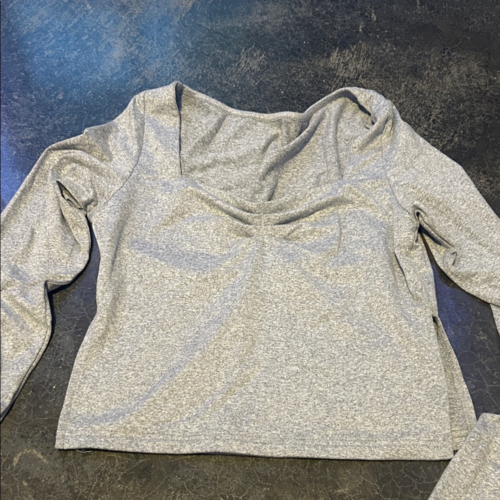 SHEIN Heather Gray Ruched Blouse